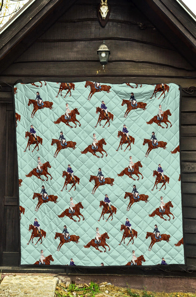 Horses Running Horses Rider Pattern Premium Quilt