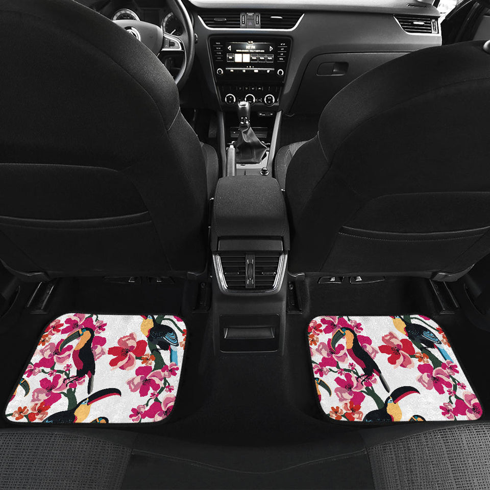 Toucan Flower Design Pattern Front And Back Car Mats