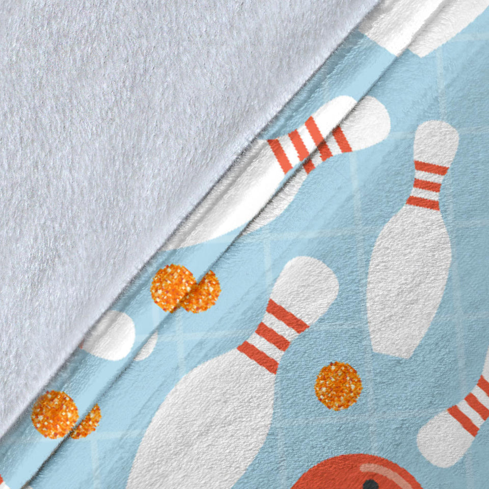 Bowling Ball Bowling Pins Blue Blackground Premium Blanket