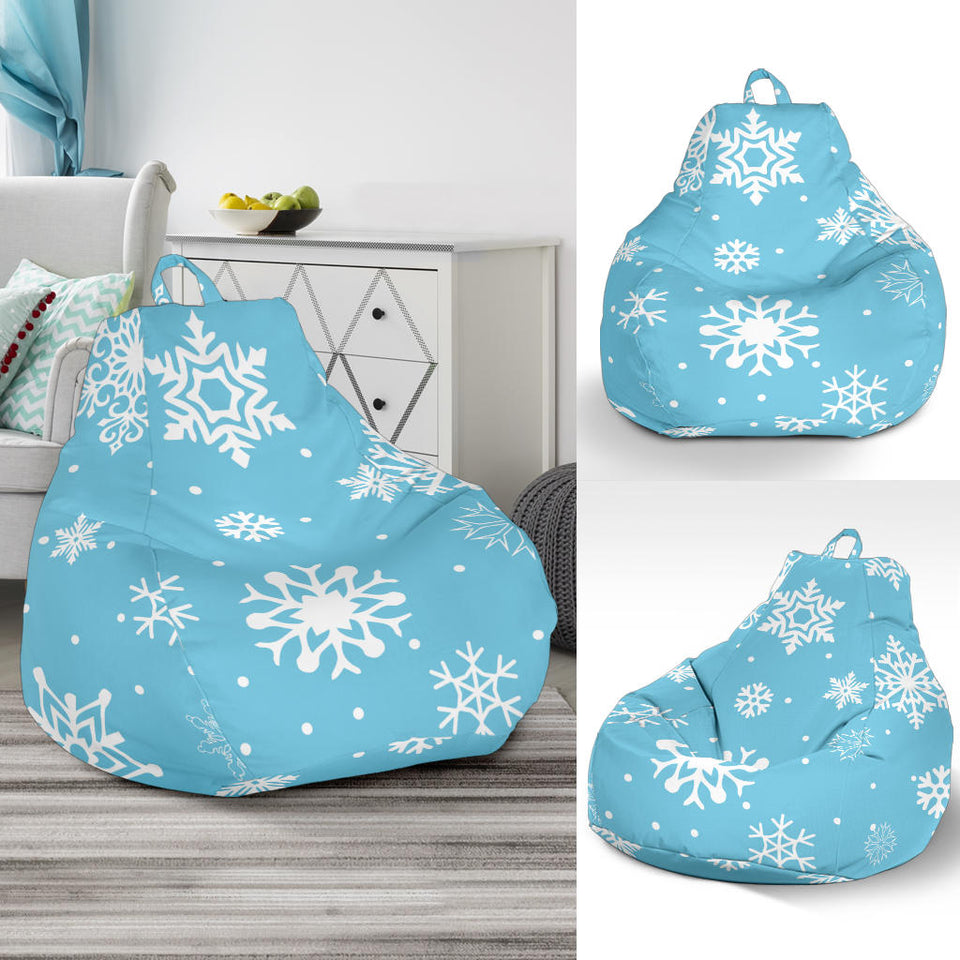 Snowflake Pattern Blue Background Bean Bag Cover