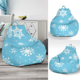 Snowflake Pattern Blue Background Bean Bag Cover