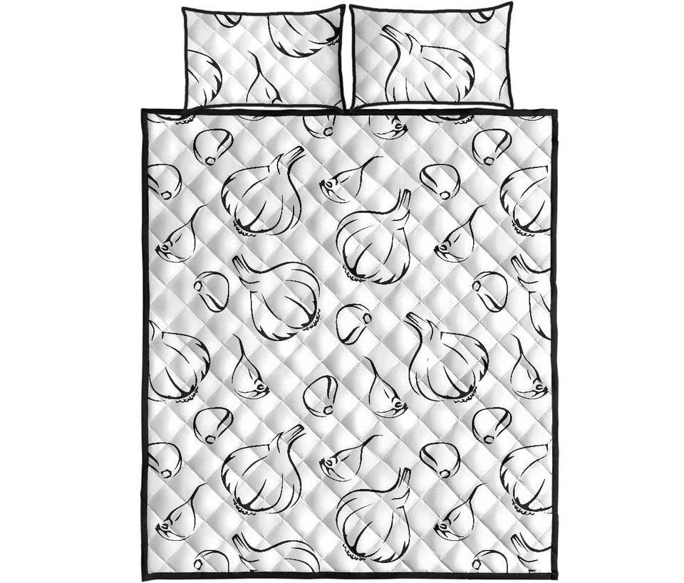Garlic pattern black white Quilt Bed Set