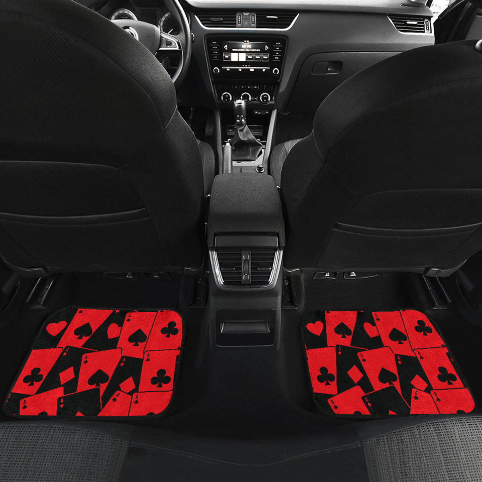Casino Cards Suits Pattern Print Design 02 Front and Back Car Mats