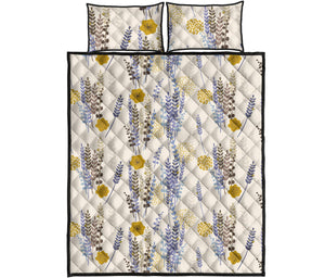 Lavender modern pattern blackground Quilt Bed Set