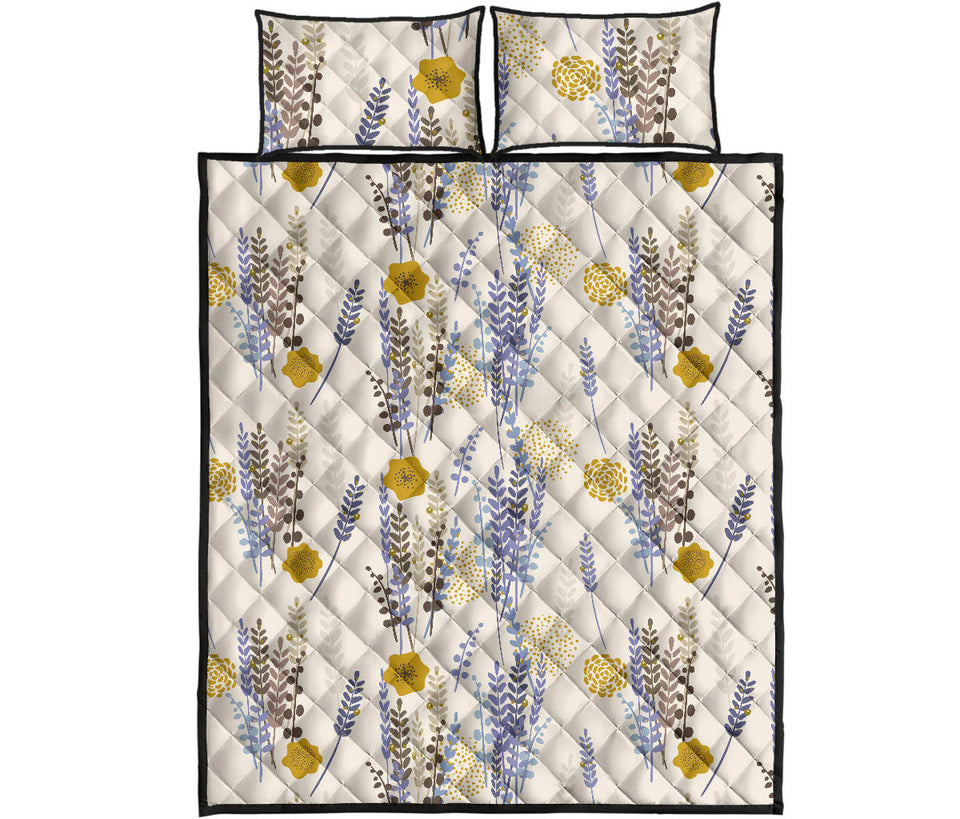 Lavender modern pattern blackground Quilt Bed Set