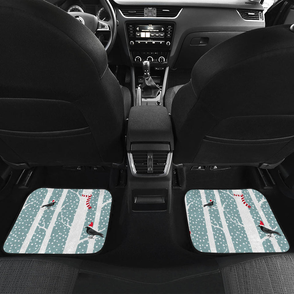 Crows Christmas Hat Scarf Front And Back Car Mats