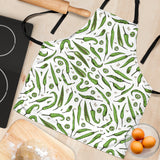 Hand Drawn Sketch Style Green Chili Peppers Pattern Adjustable Apron
