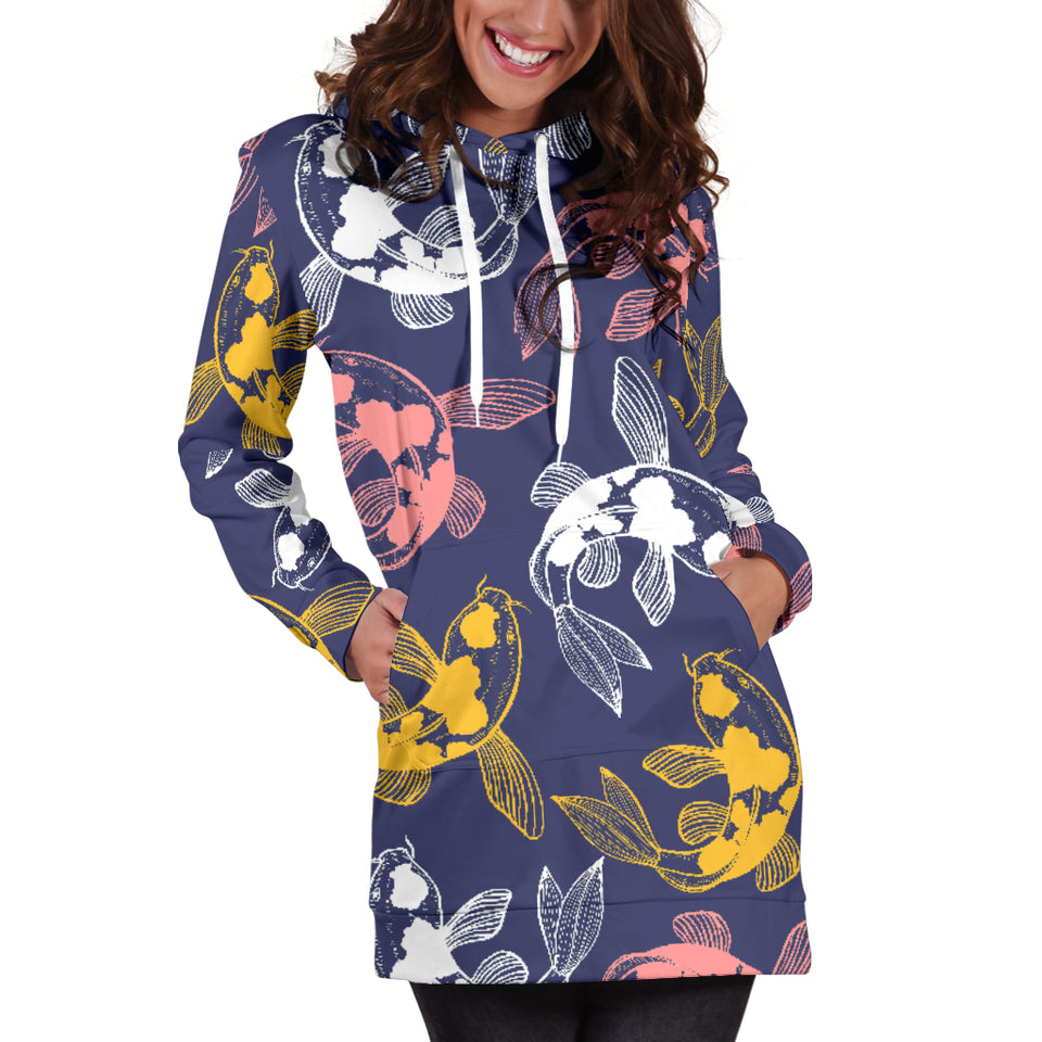 Koi Fish Carp Fish Pattern Women'S Hoodie Dress