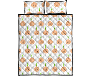 cute onions smiling faces Quilt Bed Set