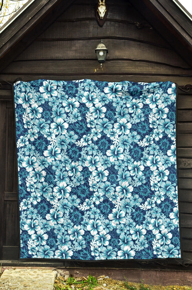 Hibiscus Pattern Print Design 03 Premium Quilt