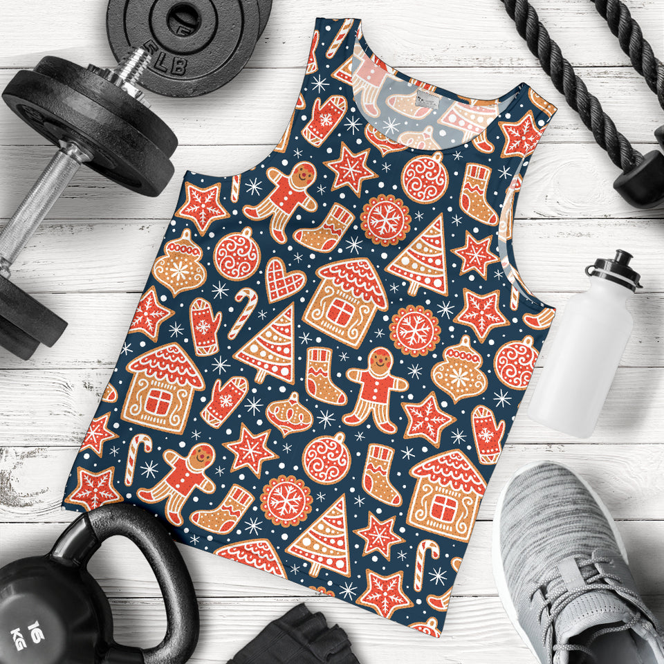 Christmas gingerbread cookie pattern Men Tank Top