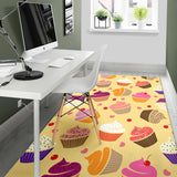 Cake Cupcake Heart Cherry Pattern Area Rug