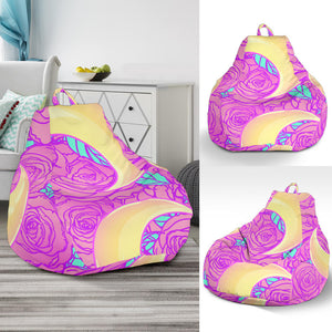 Moon Pink Rose Background Bean Bag Cover