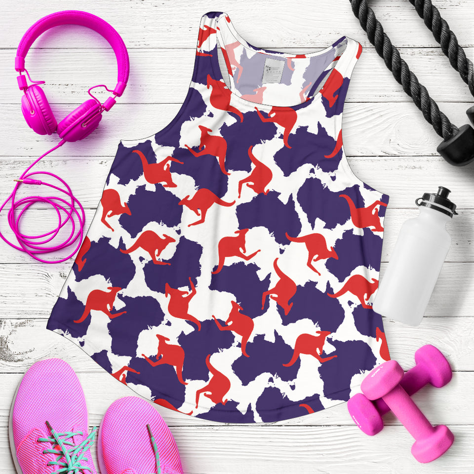 Kangaroo Australian pattern Women Racerback Tank Top