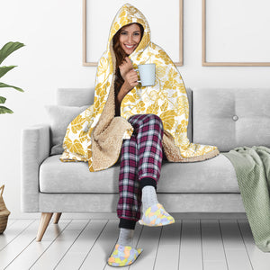Gold Grape Pattern Hooded Blanket
