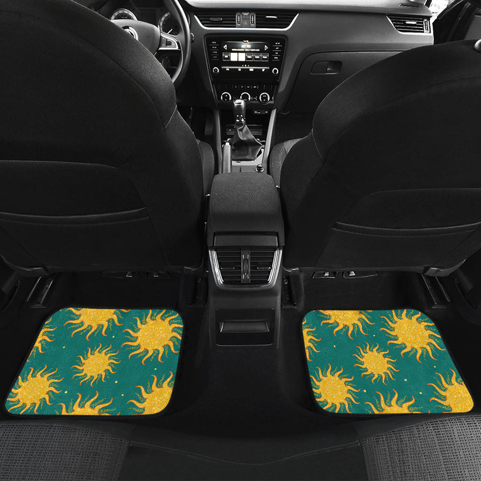 Sun Green Background Front And Back Car Mats