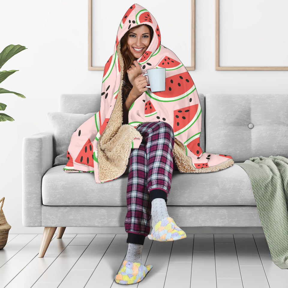 Watermelon Pattern Hooded Blanket