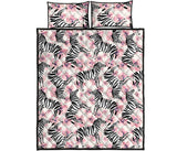 Zebra pink flower background Quilt Bed Set
