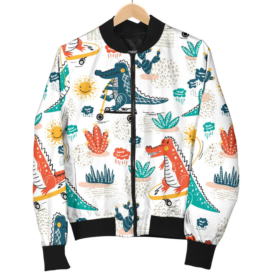 Cute Crocodile Pattern Women'S Bomber Jacket
