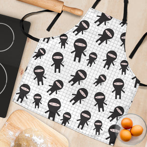 Ninja Pattern Plaid Background Adjustable Apron