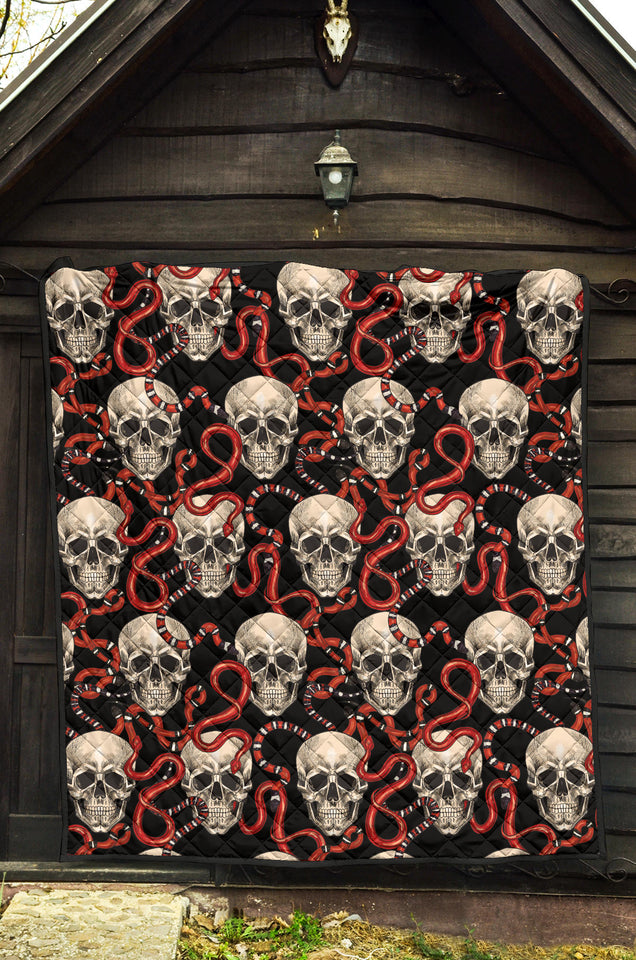 Red Snake Skull Pattern Premium Quilt