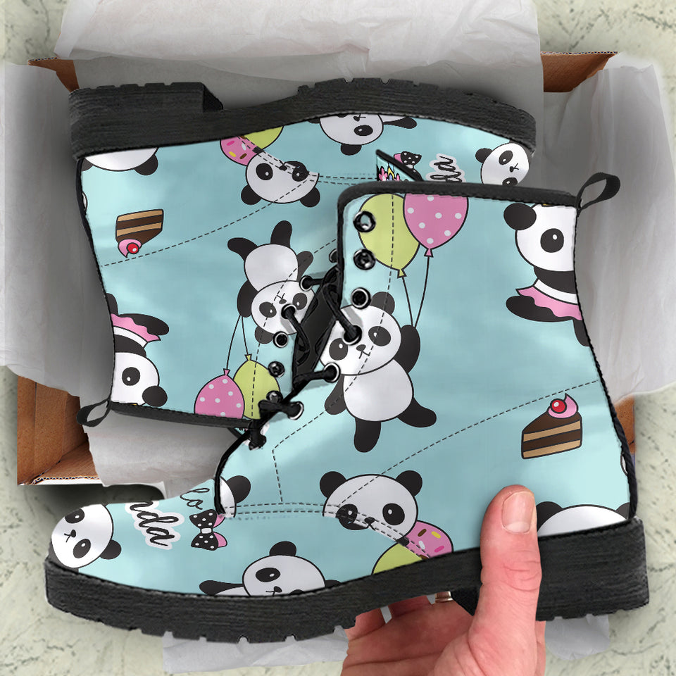 Cute Baby Panda Pattern Leather Boots