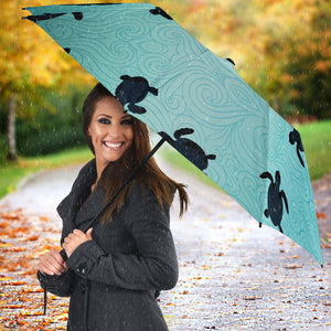 Sea Turtle With Blue Ocean Backgroud Umbrella