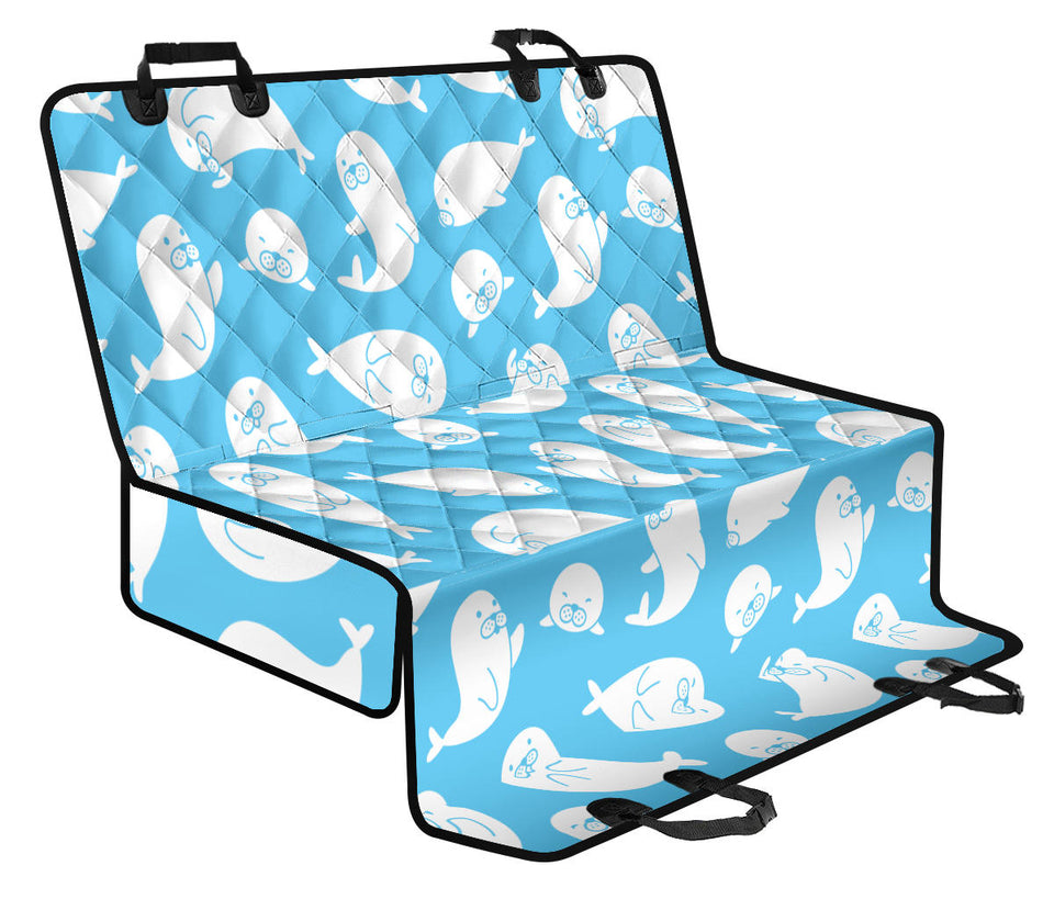 Cute White Sea Lion Seals Pattern Dog Car Seat Covers