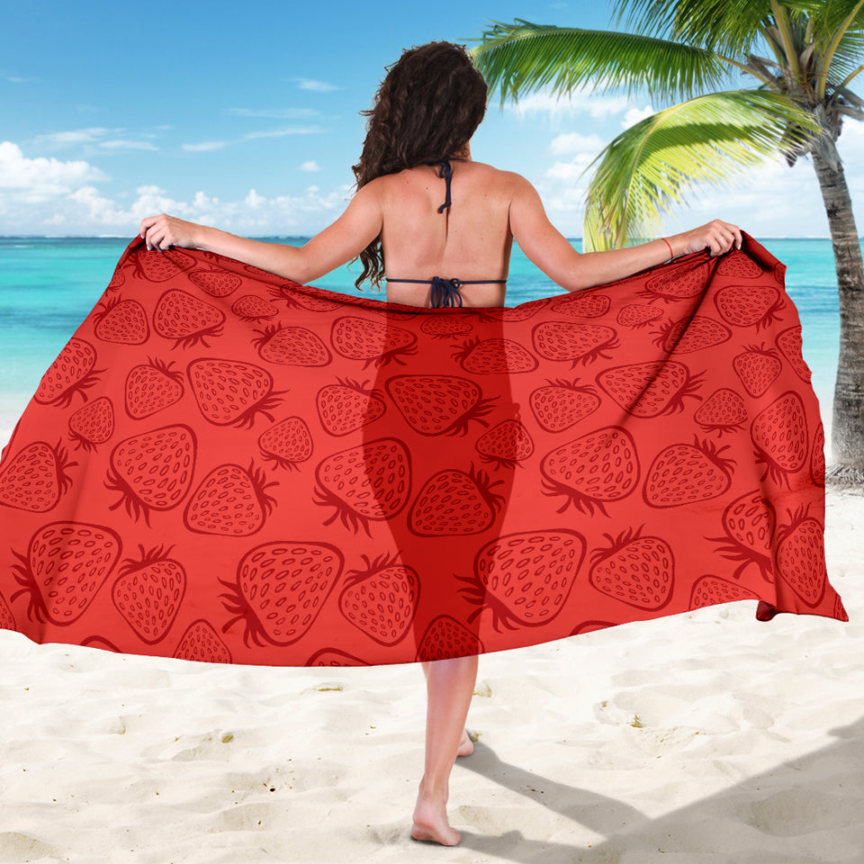 Strawberry Pattern Red Background Sarong