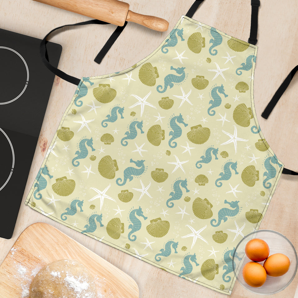 Seahorse Shell Starfish Pattern Background Adjustable Apron