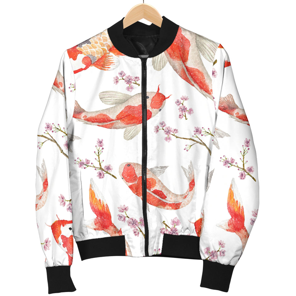Watercolor Koi Fish Carp Fish Pattern Women'S Bomber Jacket