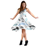 Cute Dolphins Childish Style Pattern Sleeveless Midi Dress