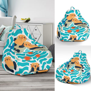 Cute Sea Otters Fishe Sea Urchin Pattern Bean Bag Cover