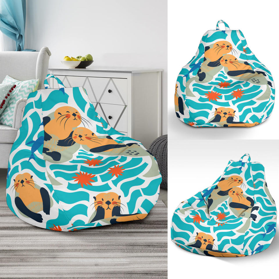 Cute Sea Otters Fishe Sea Urchin Pattern Bean Bag Cover