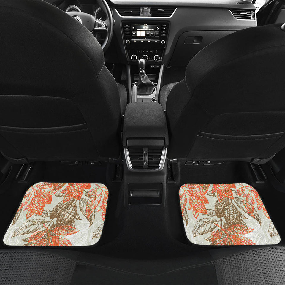 Cocoa Beans Cocoa Tree Pattern Front And Back Car Mats