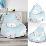 White Cute Pomeranian Pattern Bean Bag Cover