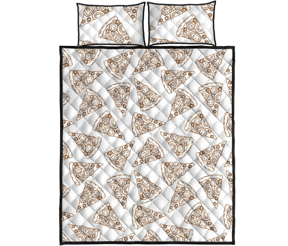 Hand drawn pizza pattern Quilt Bed Set