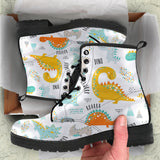 Cute Funny Kids Dinosaurs Pattern Leather Boots