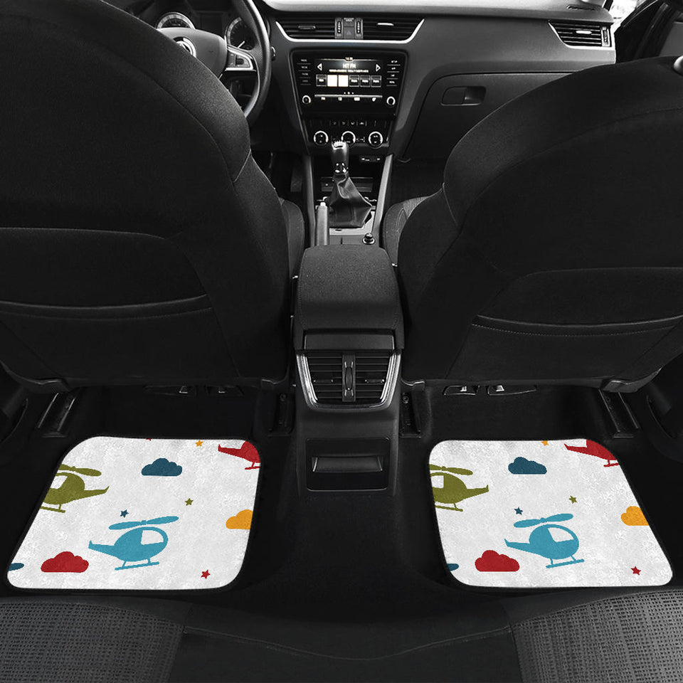 Colorful Helicopter Pattern Front And Back Car Mats