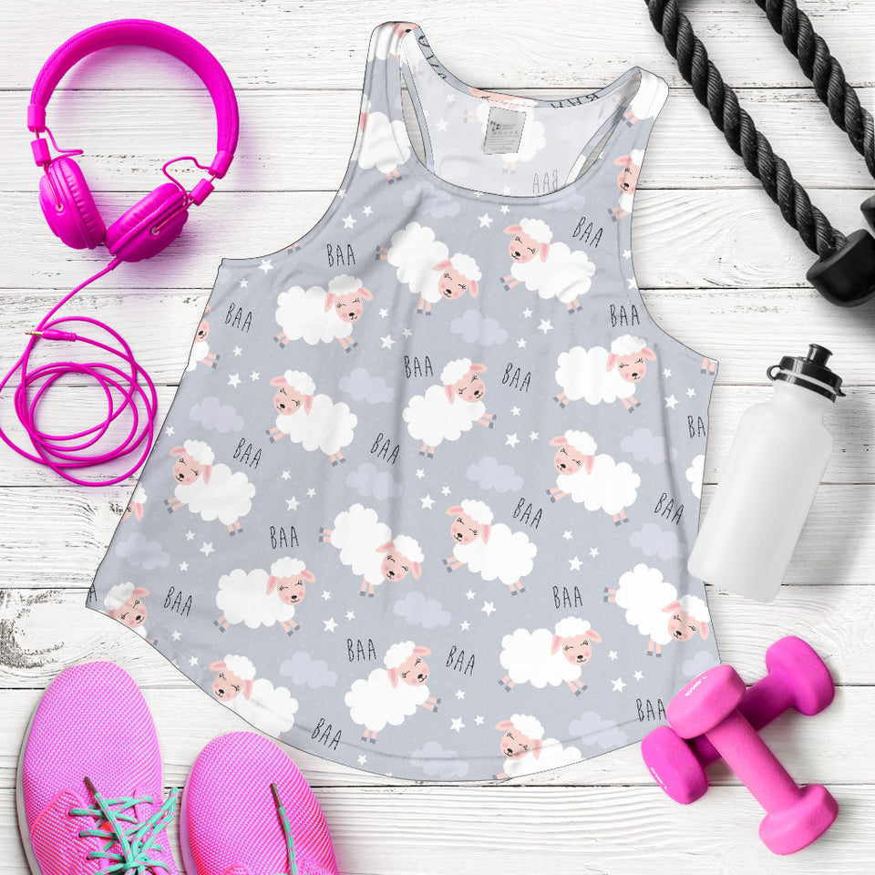 Sweet dreams sheep pattern Women Racerback Tank Top