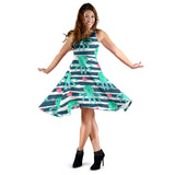 Cute Octopuses Heart Striped Background Sleeveless Midi Dress