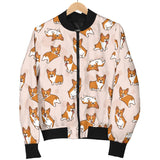 Cute Corgis Pattern Pink Background Women'S Bomber Jacket