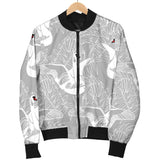 White Swan Gray Background Women'S Bomber Jacket