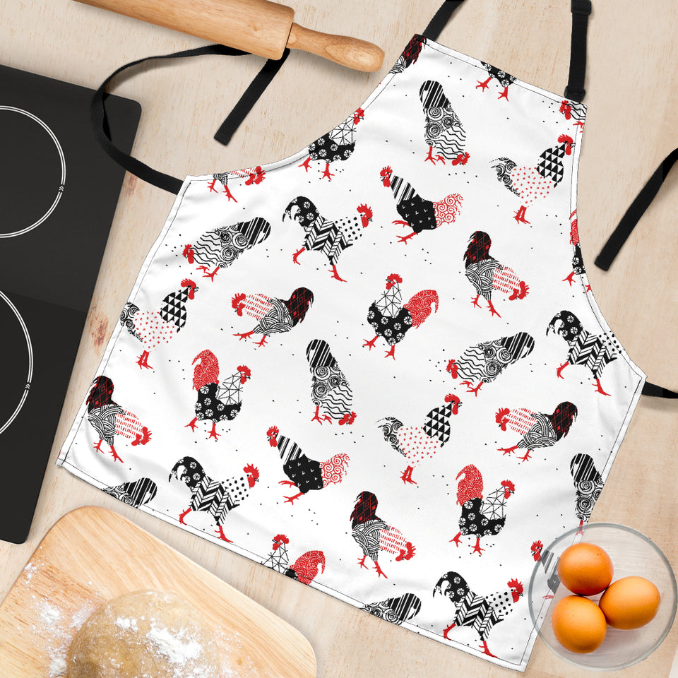 Cool Rooster Chicken Cock Floral Ornament Background Adjustable Apron