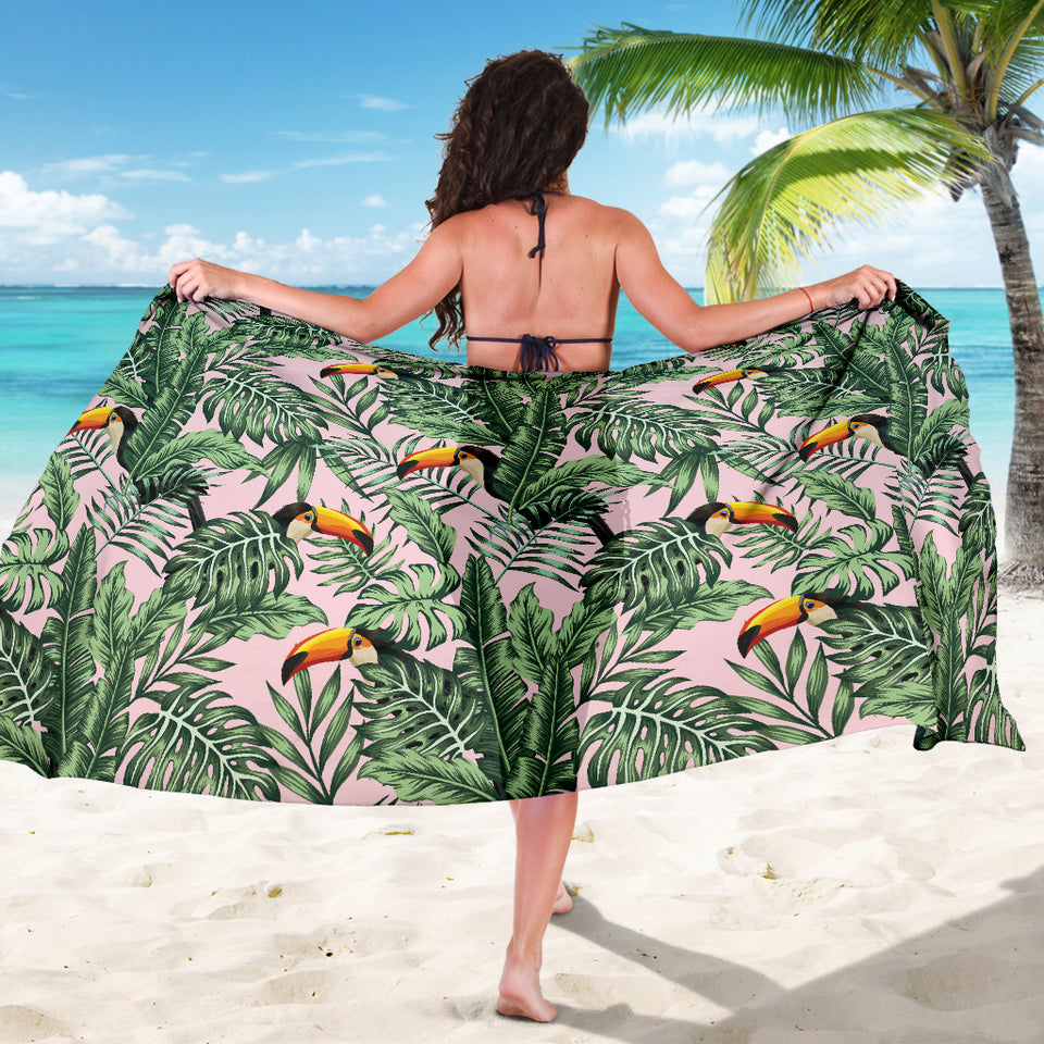 Toucan Tropical Green Jungle Palm Pattern Sarong