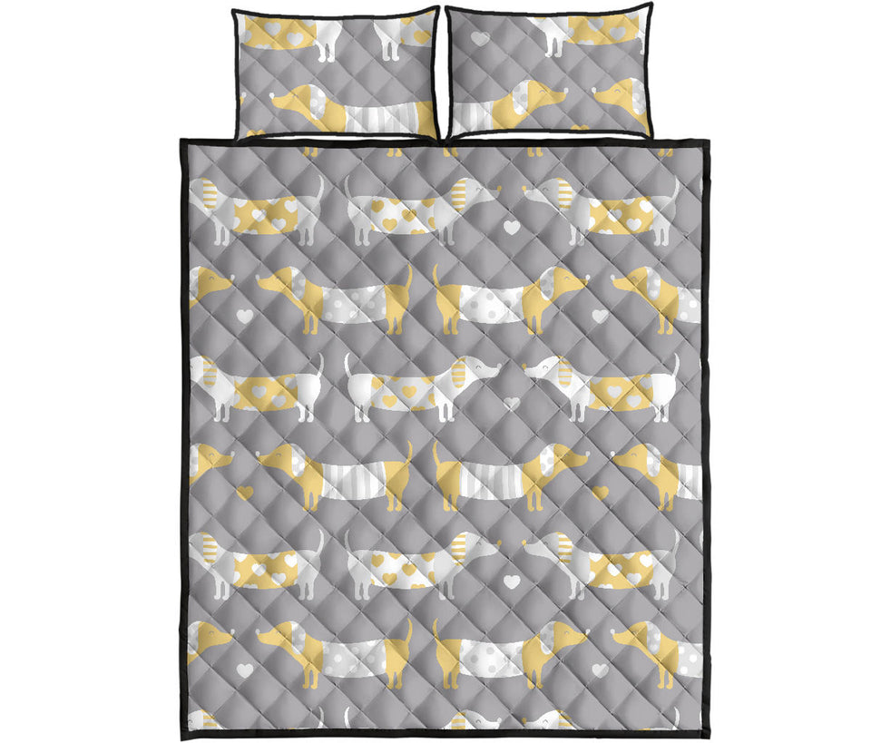 Cute dachshund dog pattern Quilt Bed Set
