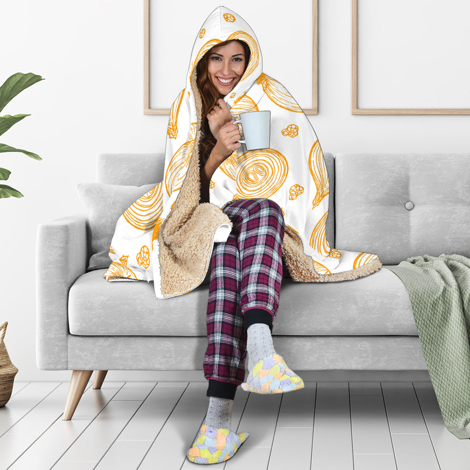 Hand Drawn Onion Pattern Hooded Blanket
