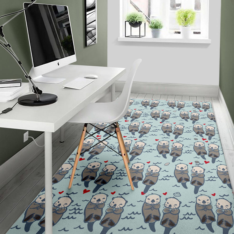 Lovely Sea Otter Pattern Area Rug