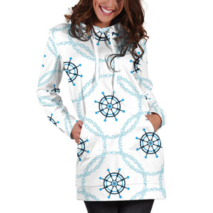 Nautical Steering Wheel Chain Women'S Hoodie Dress