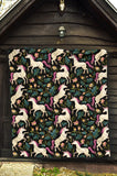 Unicorns Forest Background Premium Quilt